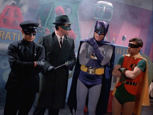 To The Batpoles! Batman 1966: #062 Batman vs. Green Hornet: Blue, Green,  and Pink